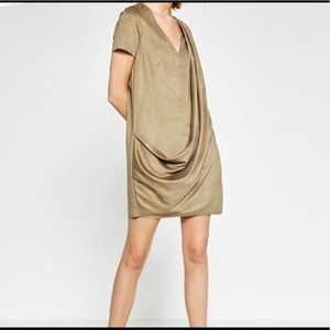 Faux Suede Green Dress